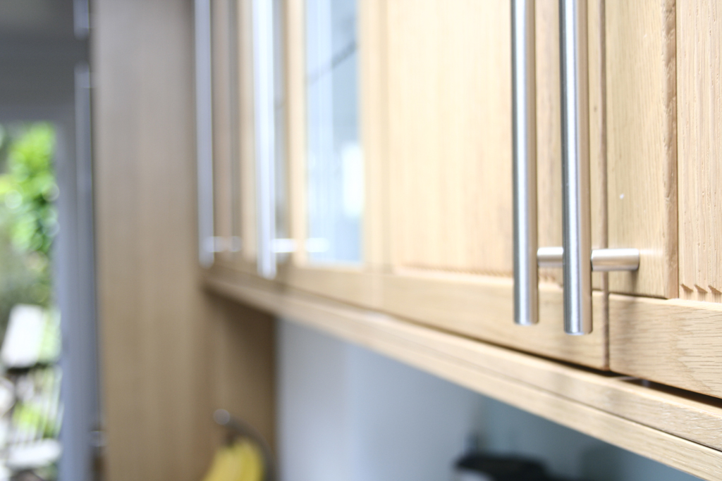 detail of wall cupboard, handles and trim